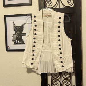 Free People Cream Military Vest